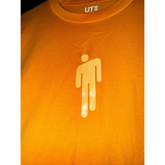 Uniqlo Billie Eilish Takashi Murakami Peach Logo Tee Shirt Orange Sz Medium - Picture 5 of 6